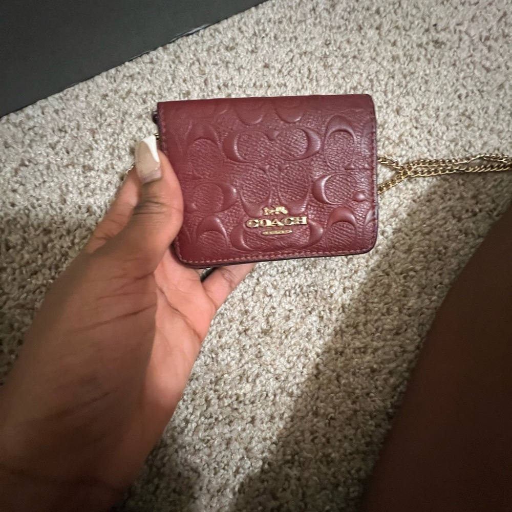 Coach Maroon Embossed Leather Wallet